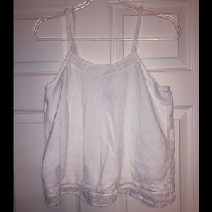 Kids white tank top with crochet detail